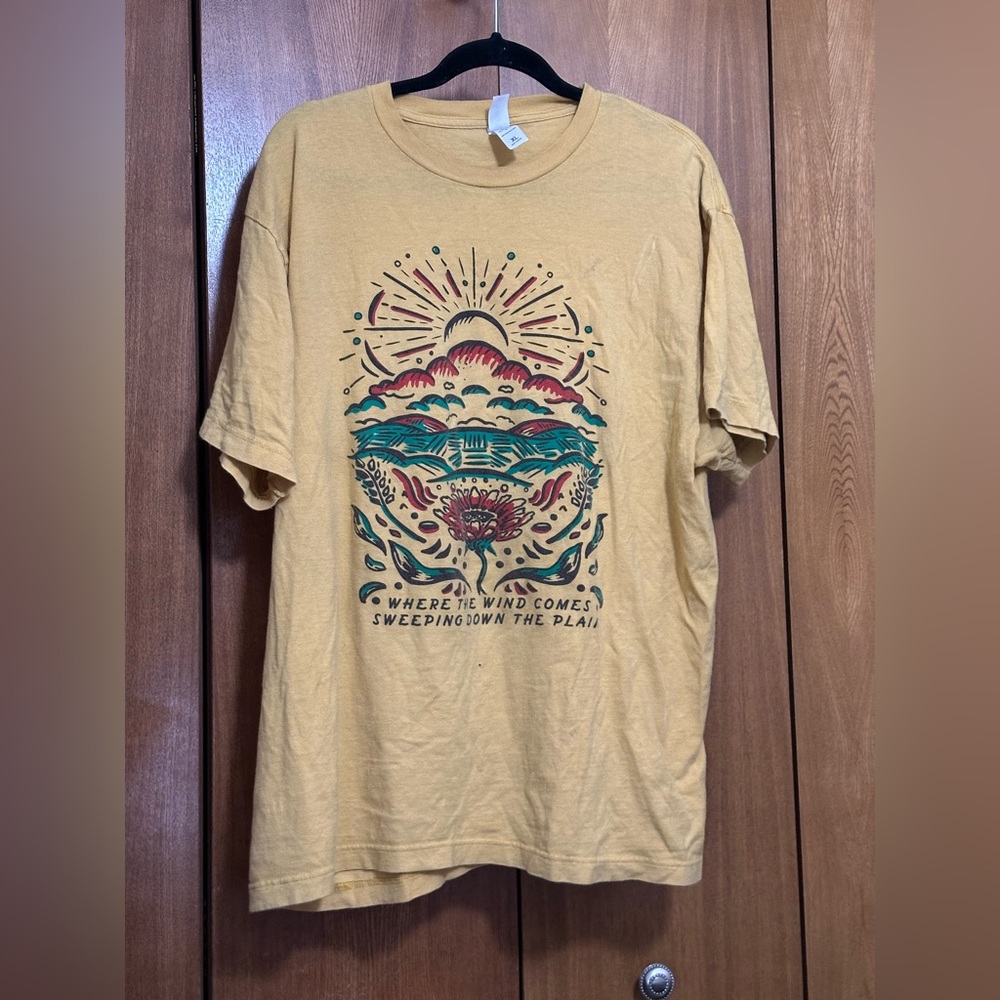 Oklahoma Graphic Tee - Mustard Yellow Nature Print
